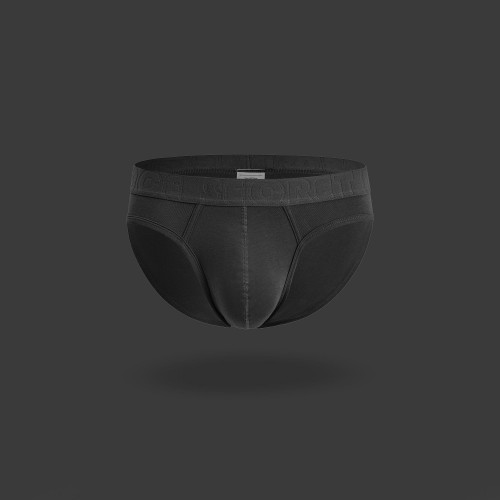 Mens High Leg Brief- Fitted Fashion Underwear- Noir