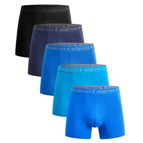 Mens Trunk- Loves blue -No Chafe Fitted Fashion Underwear- 5 PACK