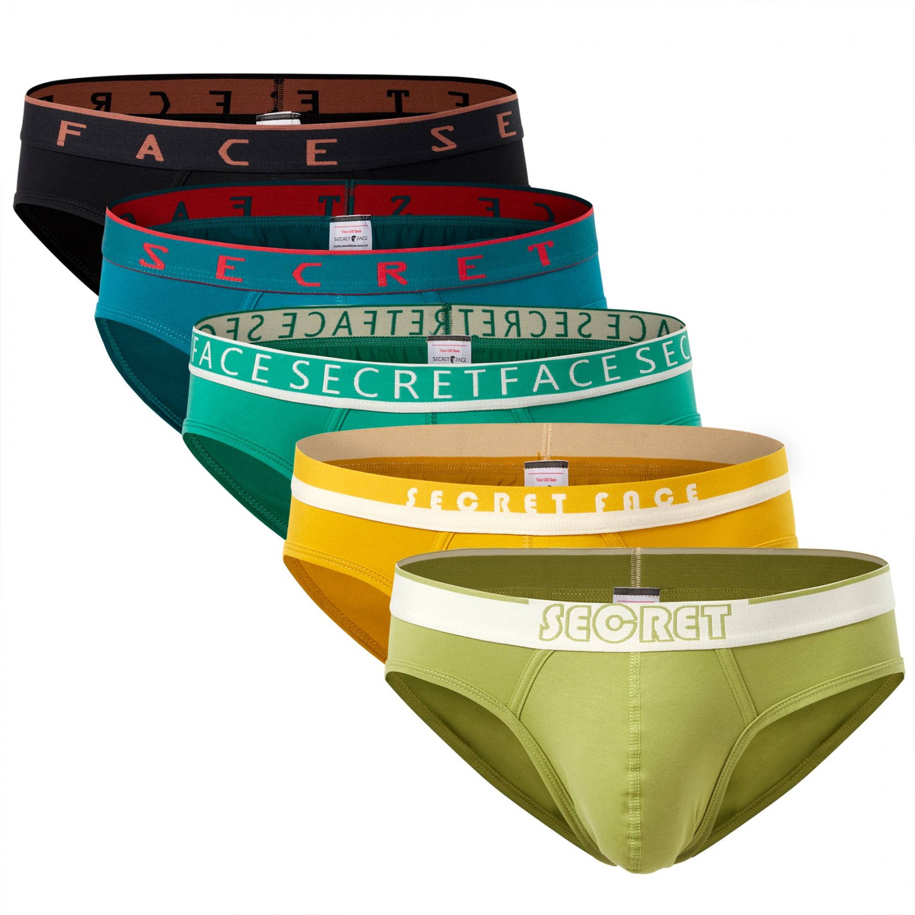 Secret Face Luxury Mens Briefs - MULTI CONTRAST - 5 Pack