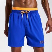 Secret Face Mens Beach Shorts - Navy Orange