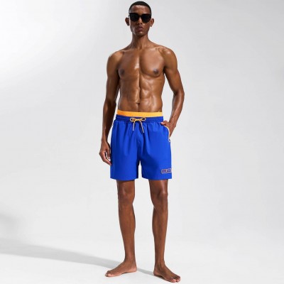 Secret Face Mens Beach Shorts - Navy Orange